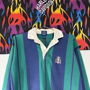 Vintage 1980s Gap Rugby Polo Shirt In Green And Purple Color Size S